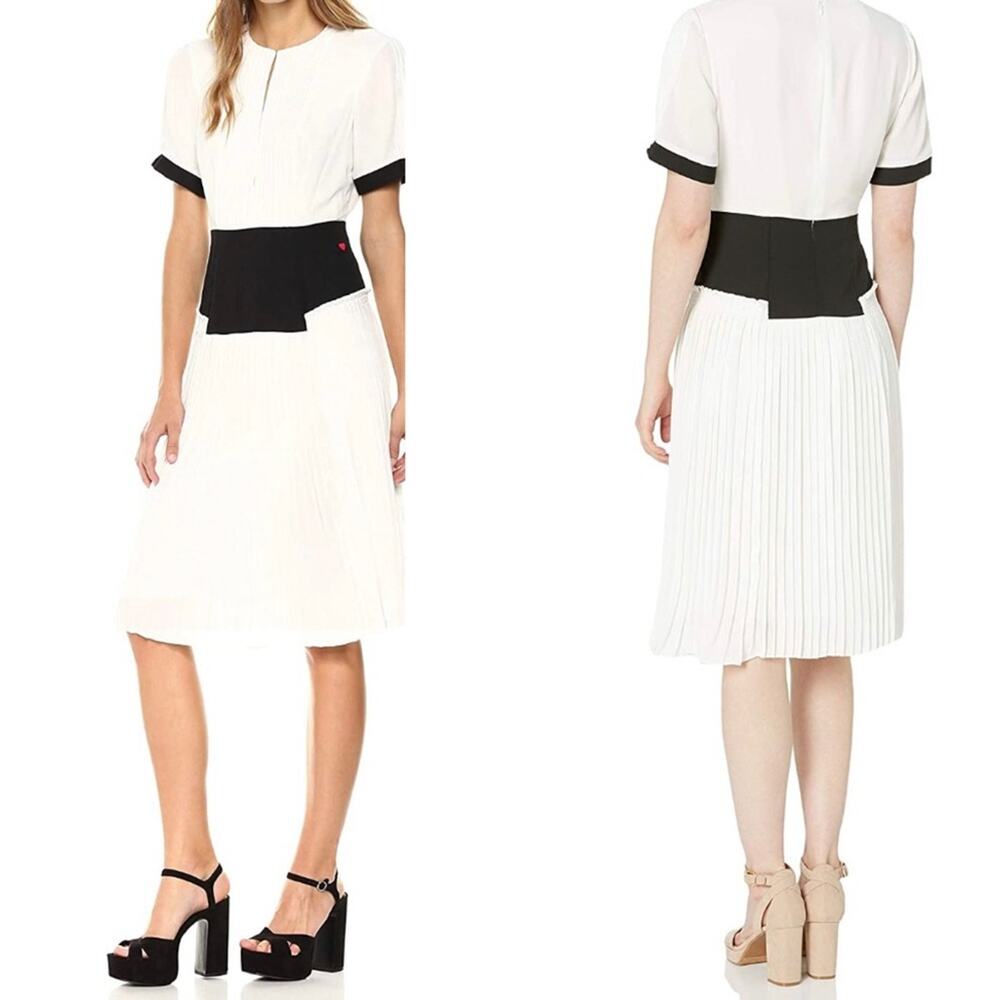 NEW Dear Drew Pleated Elizabeth St Charmer Midi Short Sleeve Colorblock Dress 2